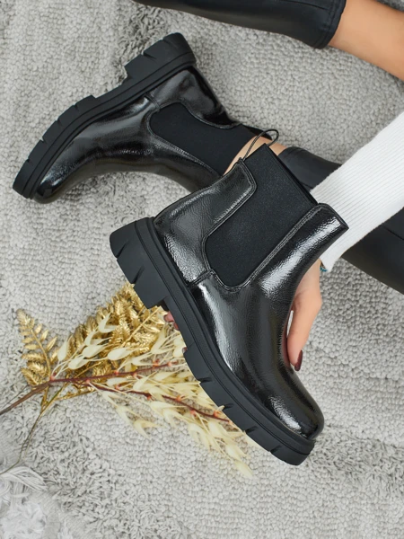Bottines en cuir écologique verni Oryss