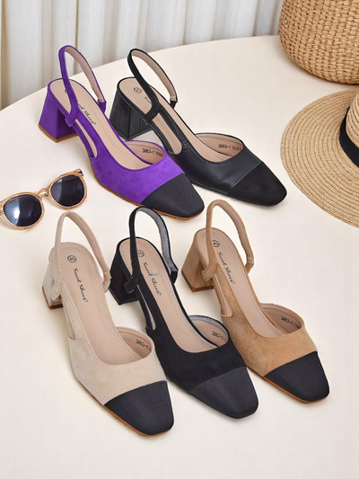 Royalfashion Escarpins pour femmes à talons bas avec bout décoratif Eleganzo
