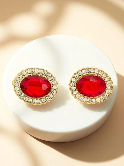 Boucles d’oreilles à clip Royalfashion pour femme avec cristal et zircon cubique