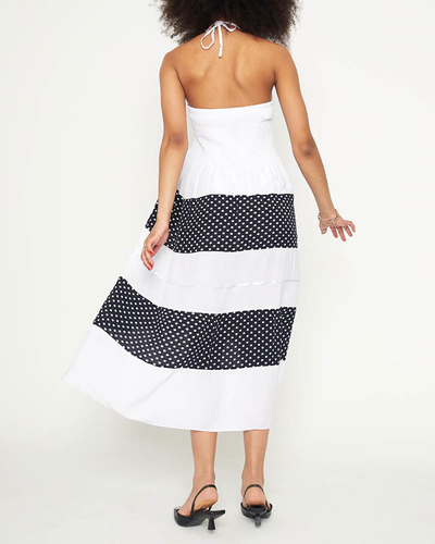 Jupe longue blanche à pois GRANDE TAILLE - Vêtements