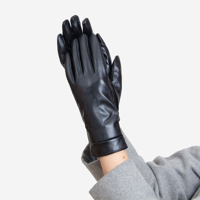 Gants classiques noirs pour femmes décorés de broderies - Accessoires