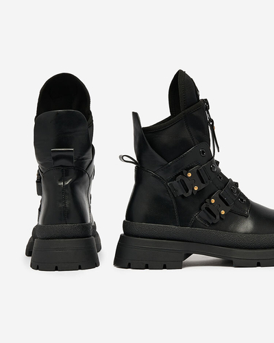 Royalfashion Bottes bagger pour femmes, noires, décorées de clous Dozilda