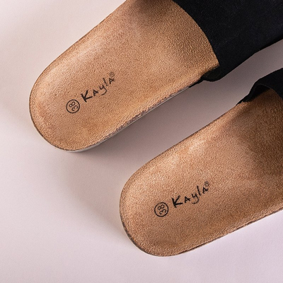 Chaussons femme en éco-suède noir sur semelle plate Silveria - Chaussures