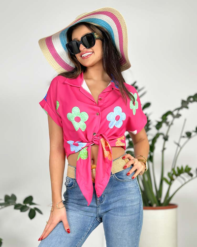 Royalfashion Chemise courte à fleurs pour femme