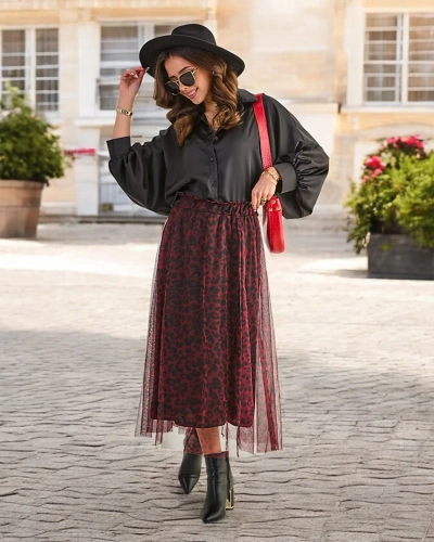 Jupe mi-longue pour femme à motif Royalfashion avec tulle