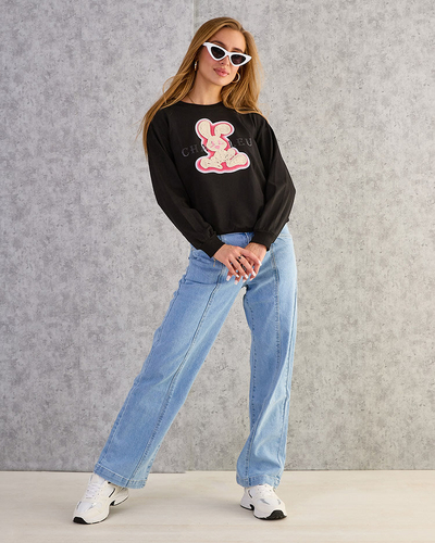 Royalfashion Sweat-shirt en coton à imprimé fin pour femme