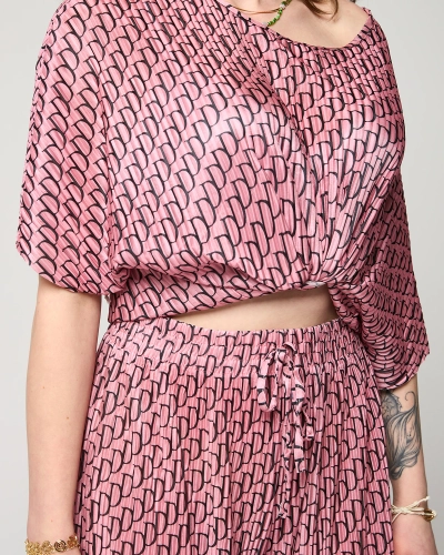 Ensemble plissé à motifs rose foncé pour femme - Vêtements