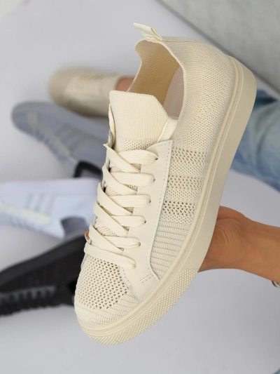 Baskets beiges Damiani – baskets légères en tissu/cuir écologique pour l'été