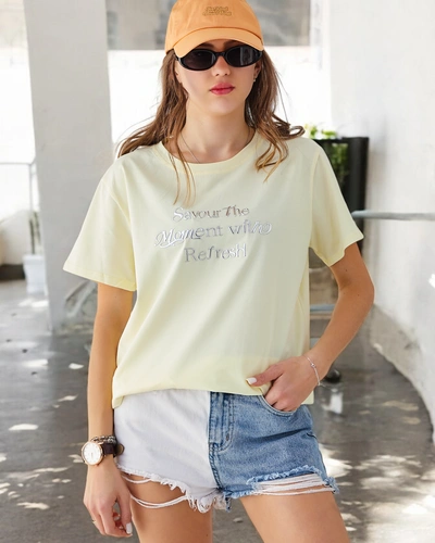 Royalfashion T-shirt en coton pour femmes Savourez le moment avec Refresh