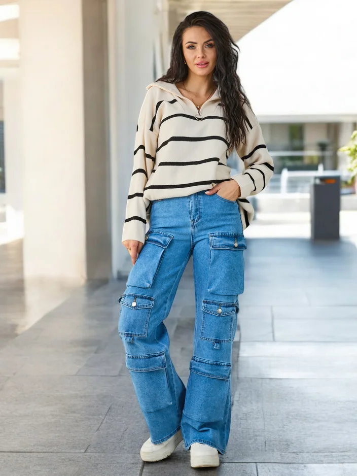 Royalfashion Jean large pour femmes