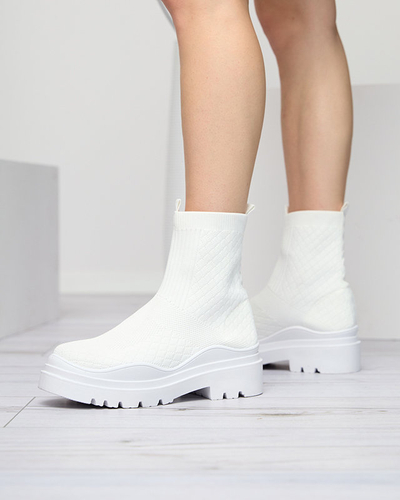 Bottines blanches pour femme à talon plat Seritis - Footwear