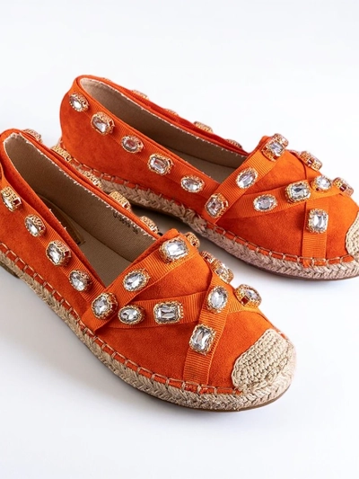Espadrilles pour femmes orange avec cristaux Wamba - Chaussures