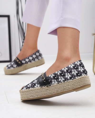 Espadrilles florales noires Azzaxi- Footwear