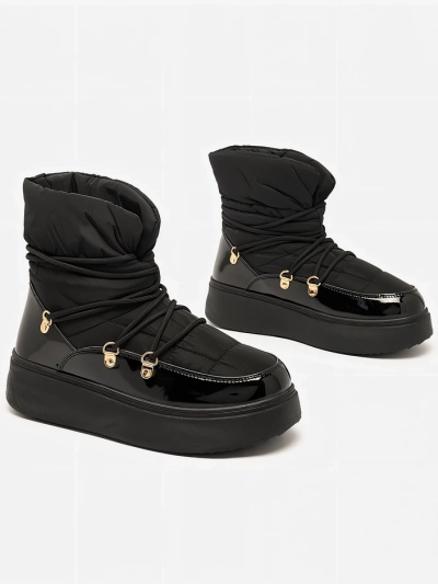 Royalfashion Bottes de neige à enfiler pour femme en noir Dabenda