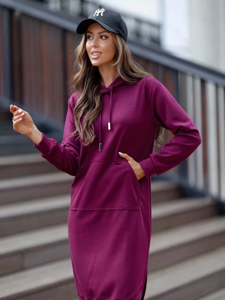 Royalfashion Robe sweat en viscose avec capuche