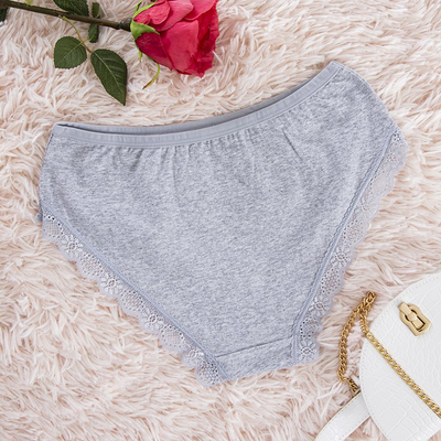 Culotte femme gris clair avec dentelle PLUS TAILLE - Sous-vêtements