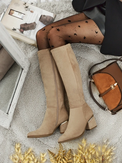 Bottes pour femmes en éco-daim à talons épais Niefio
