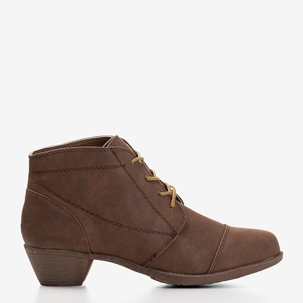 Bottines à lacets pour femmes marron foncé à talon bas Liboa - Footwear