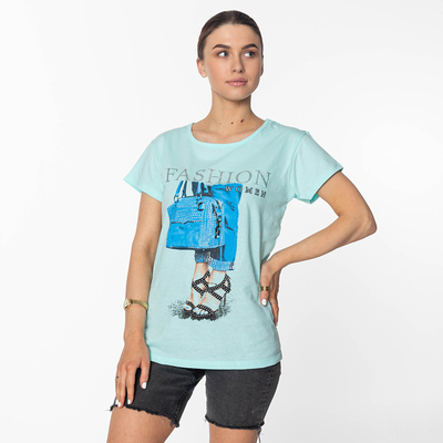 T-shirt femme menthe avec imprimé FASHION-Clothing