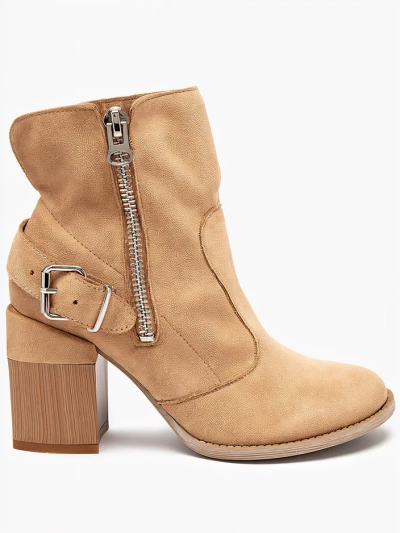 Bottes pour femmes en suède écologique marron clair Emrica - Footwear