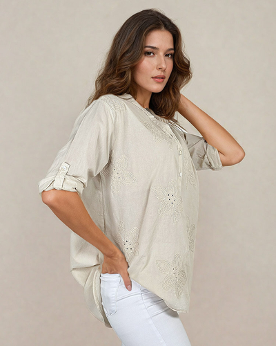 Royalfashion Chemise oversize brodée pour femme