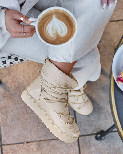 Royalfashion Bottes à enfiler pour femmes bottes de neige a'la en beige Nevsone