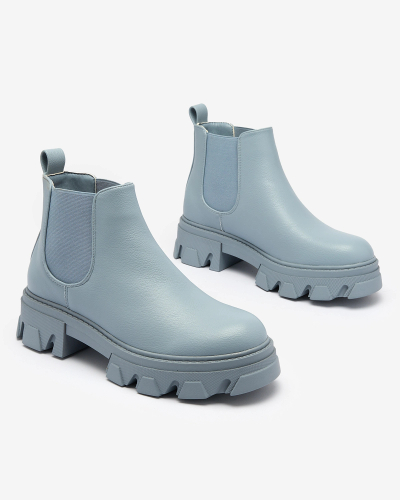 Royalfashion Bottes à talon plat pour femmes en bleu Alussady