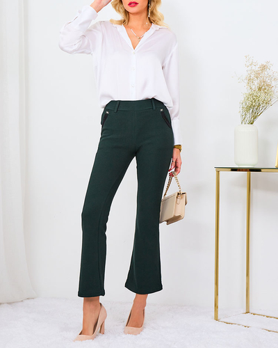 Royalfashion Pantalon en tissu pour femme vert foncé a'la bells