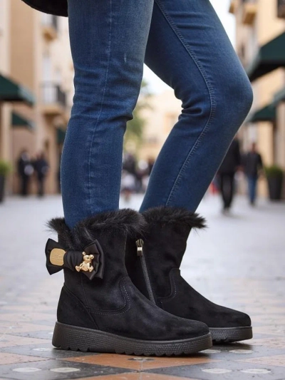 Bottes de neige Royalfashion pour femmes avec un nœud Kiebbi