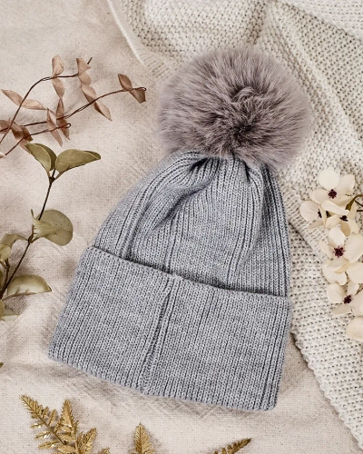 Bonnet d'hiver pour femme Royalfashion avec pompon