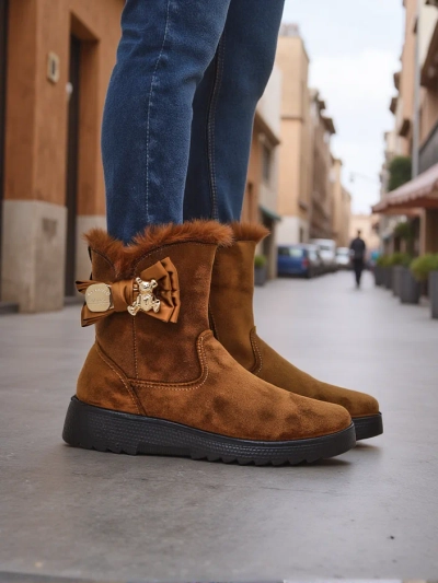 Bottes de neige Royalfashion pour femmes avec un nœud Kiebbi