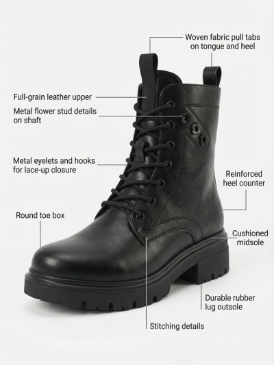 Bottines à lacets pour femmes en cuir écologique Nometa