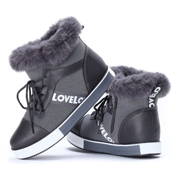 Szare buty sportowe z futerkiem Gracelyn- Obuwie