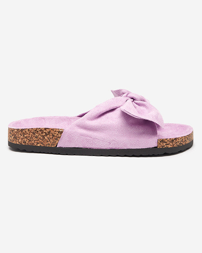 OUTLET Chaussons femme violet en éco-daim avec nœud Xeria - Footwear