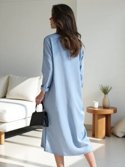 Robe midi Royalfashion pour femmes, tissu surdimensionné avec une fleur