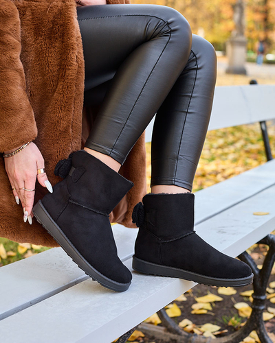 Bottes de neige en daim écologique noir Giorii - Chaussures