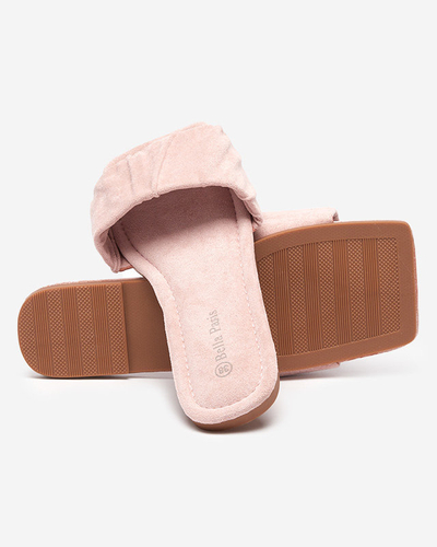 OUTLET Chaussons plats femme en éco-daim rose Nesico - Souliers