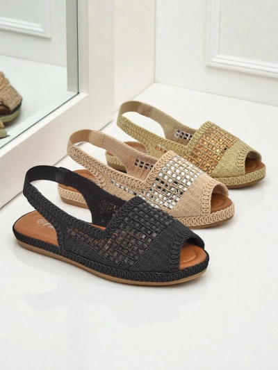 Sandales pour femmes, sandales espadrilles pour femmes avec strass Belle Sparkle