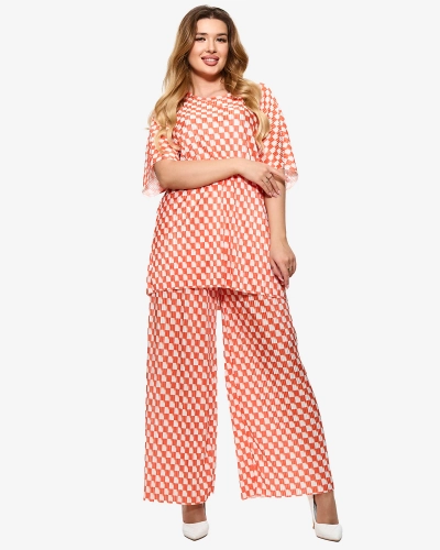 Ensemble plissé pour femme Orange - Vêtements