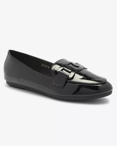 OUTLET Mocassins noirs pour femme avec ornement Arbusso- Footwear