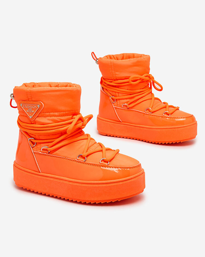 Royalfashion Chaussures à enfiler pour enfants a'la snow boots en orange néon Asifa