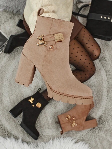 Bottines femme en éco-daim à talon bloc Bearr