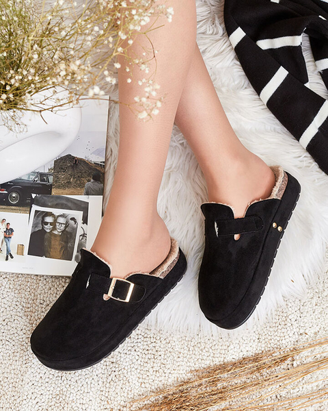 Royalfashion Pantoufles pour femmes avec peau de mouton et boucle Kajis
