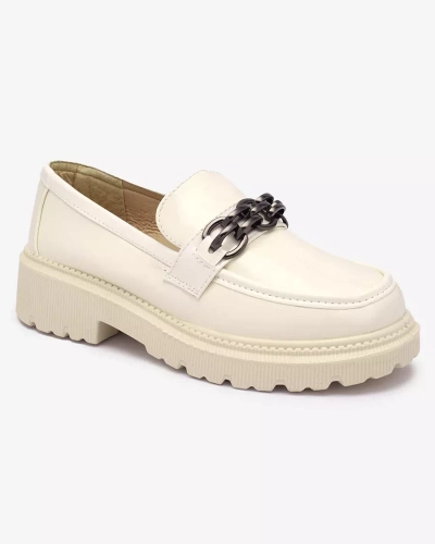 Mocassins laqués pour femme de couleur crème Adolos- Footwear