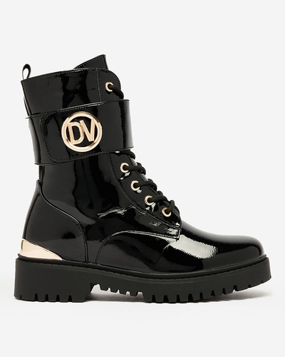 Royalfashion Bottes fourrées laquées pour femme en noir Simbeba