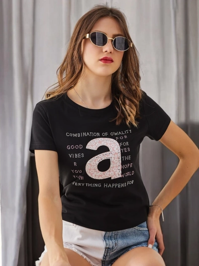 Royalfashion T-shirt en coton pour femmes Combinaison de Owality