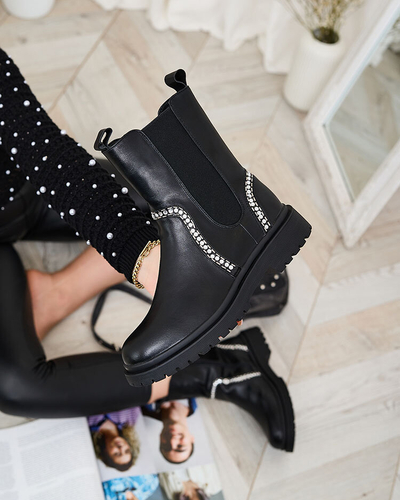 Royalfashion Bottes hautes pour femmes avec cristaux Seysiella