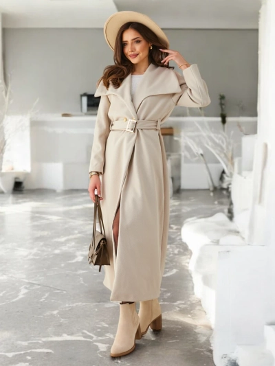 Manteau maxi Royalfashion pour femme avec ceinture