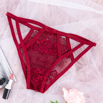 Culotte pour femme en dentelle bordeaux - Sous-vêtements