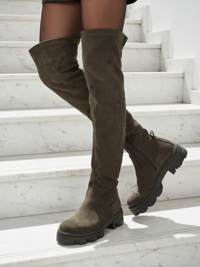 Bottes pour femmes hauteur genou en éco-daim Maelin